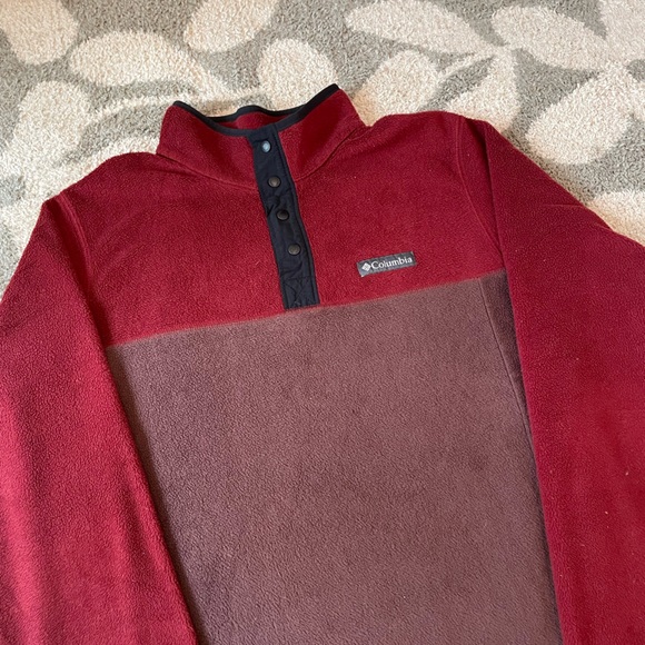 Columbia Burgundy Fleece Pullover size medium half button sweatshirt - Picture 3 of 7